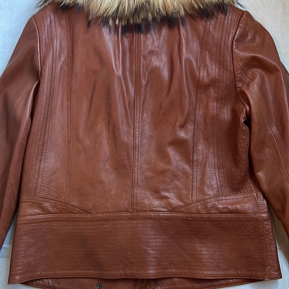 Preston &York women’s brown leather and fur jacket szM - Picture 6 of 7